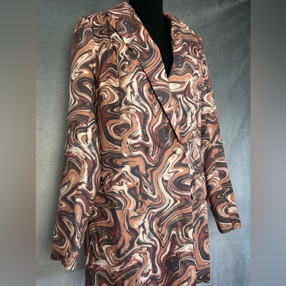 Missguided brown and pink marble print blazer jacket size small - Picture 5 of 8